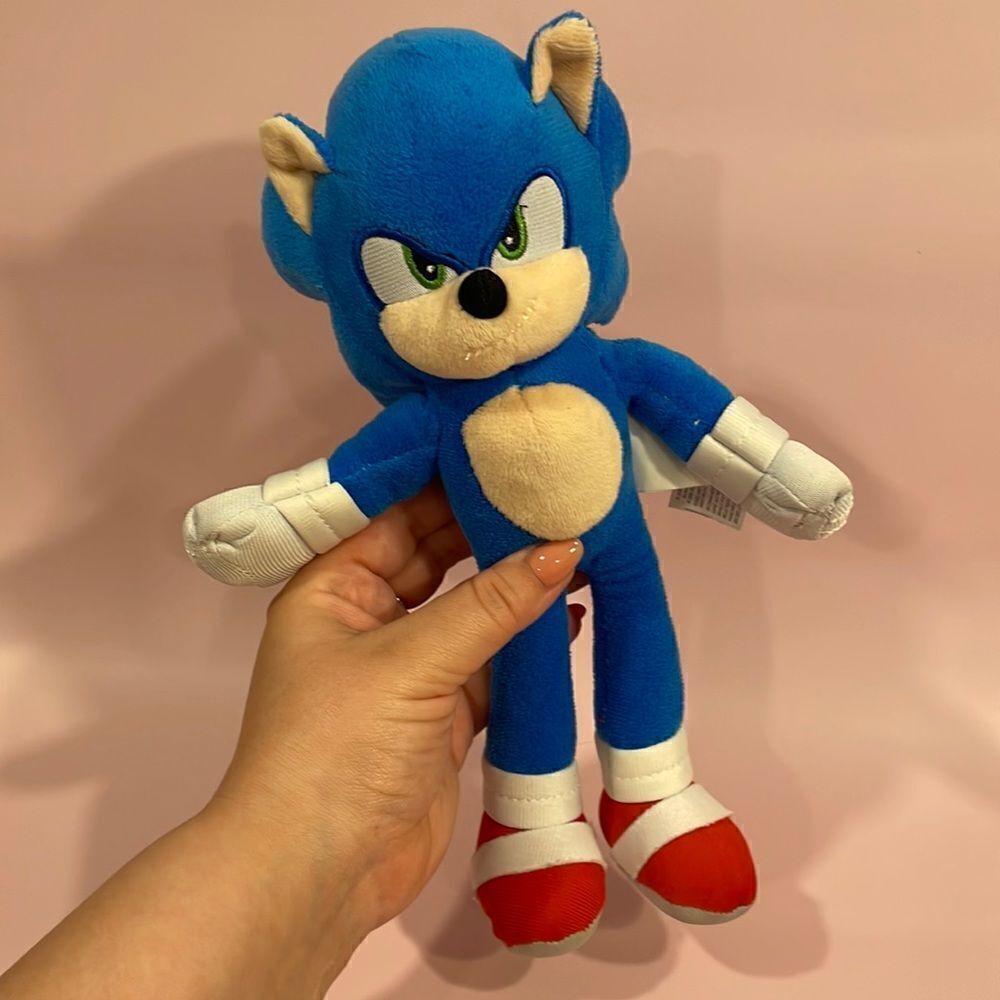 Sonic the Hedgehog 2 Movie Sonic Plush Toy Stuffed Animal 11” long Good Used Co…